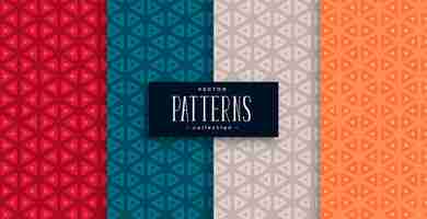 Free vector geometric triangle patterns set and four colors