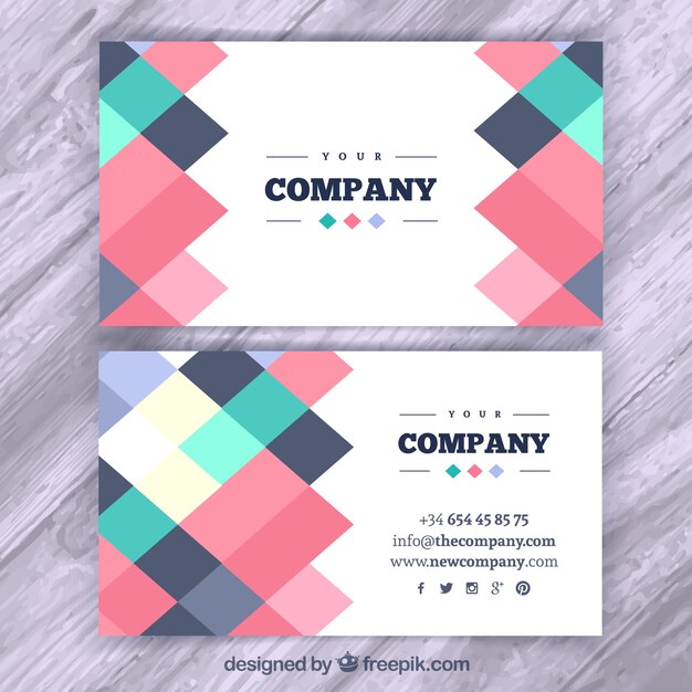 Geometric visit card in colorful style