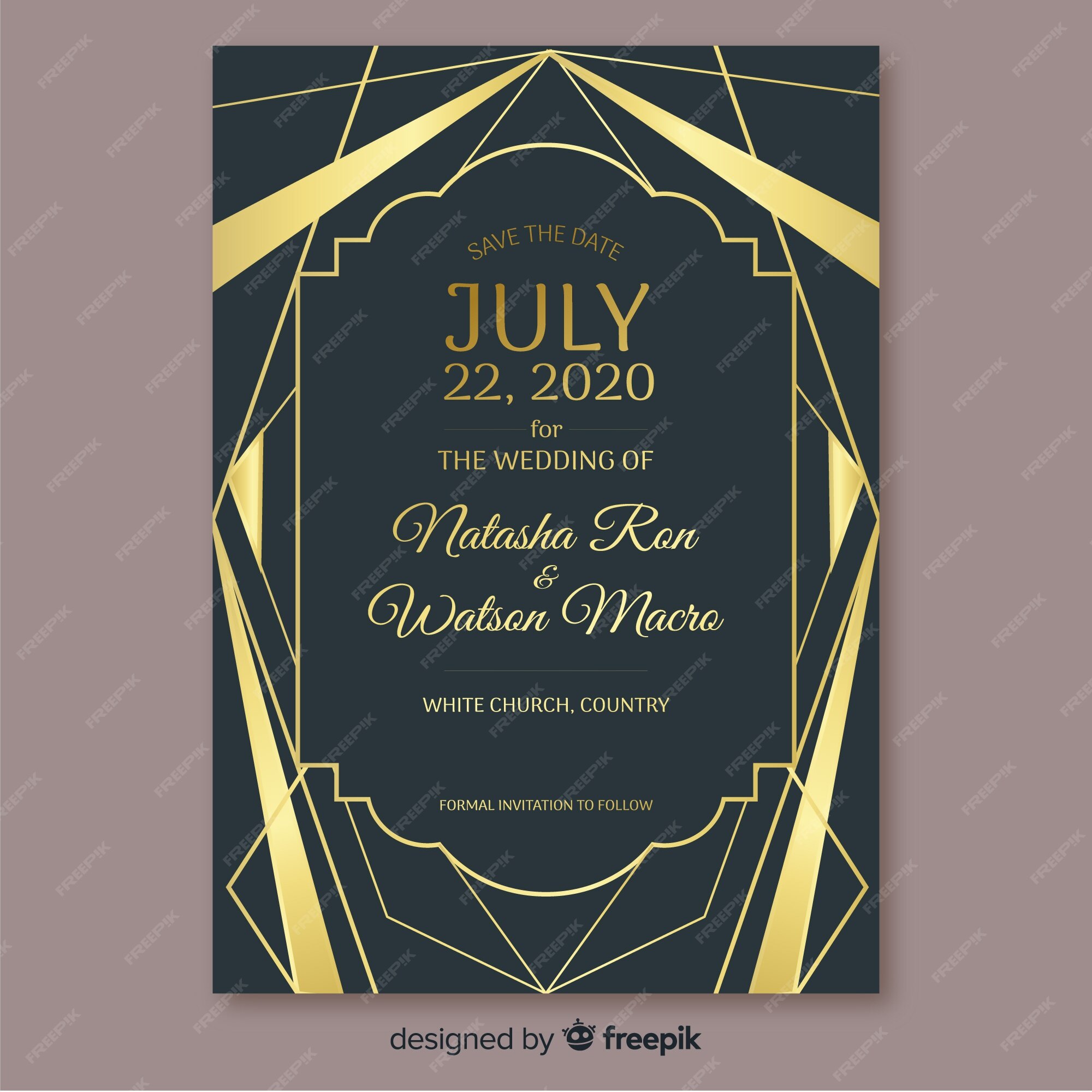Free Vector | Geometric wedding invitation template