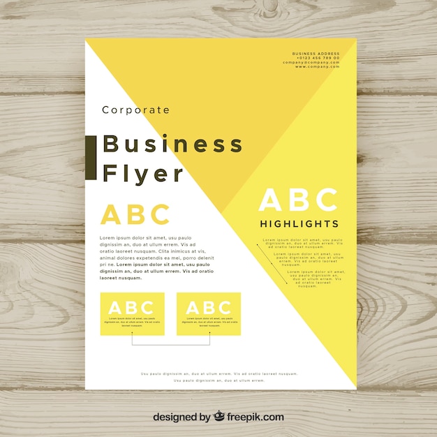 Geometric white and yellow business flyer template