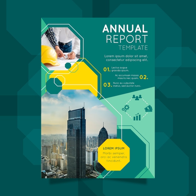 Free vector geometrical annual report with photo