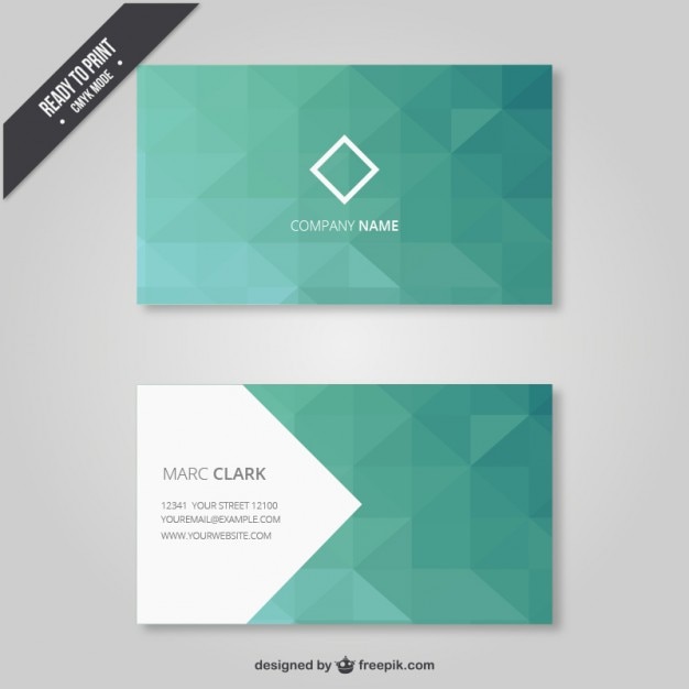 Free vector geometrical business card in green tones