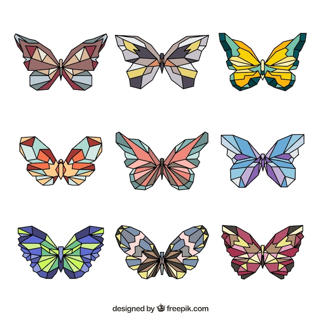 Free vector geometrical butterflies pack