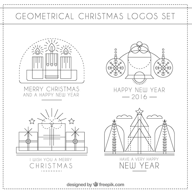 幾何学的なクリスマスのロゴセット