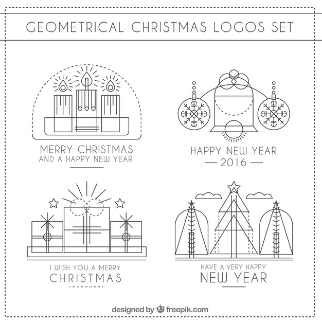 幾何学的なクリスマスのロゴセット