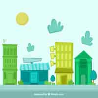 Free vector geometrical hand painted city background