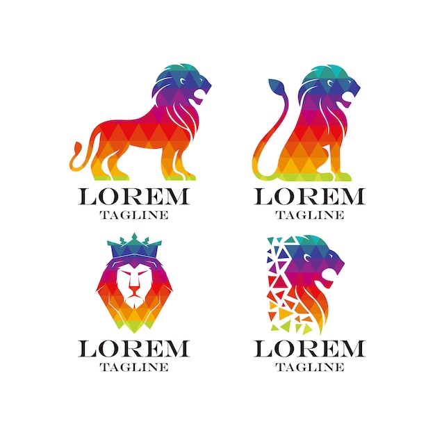無料ベクター 幾何学的なライオンのロゴ