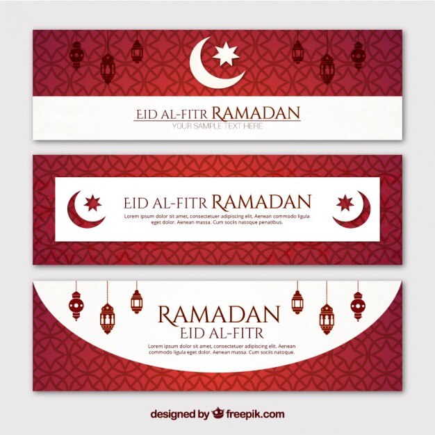 Geometrical red ramadan banners 