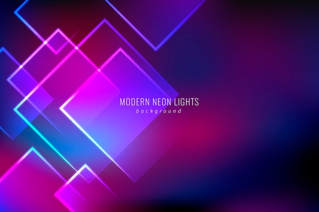 Geometrical shapes neon lights background