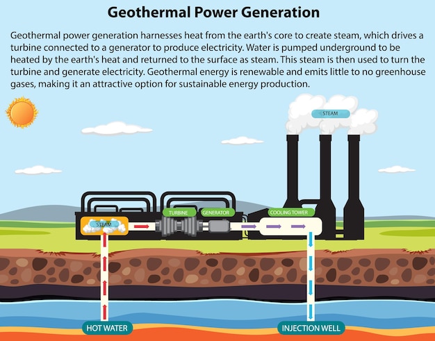 Free vector geothermal power generation infographic