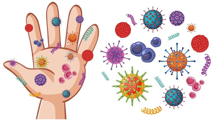 Free Vector germ on human hand