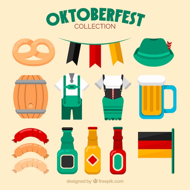 Free vector german elements for oktoberfest party