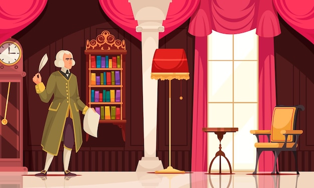 German philosopher immanuel kant  one of central thinkers of enlightenment flat background vector illustration