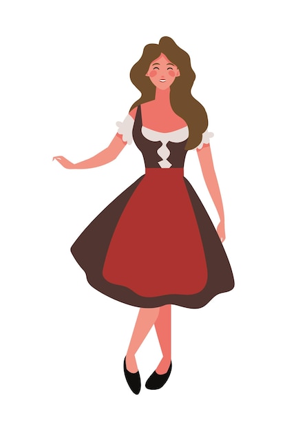 Free vector german woman in traditional dress illustration
