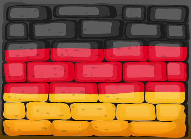 れんが造りの壁のドイツの旗