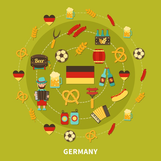 Free vector germany icons round composition