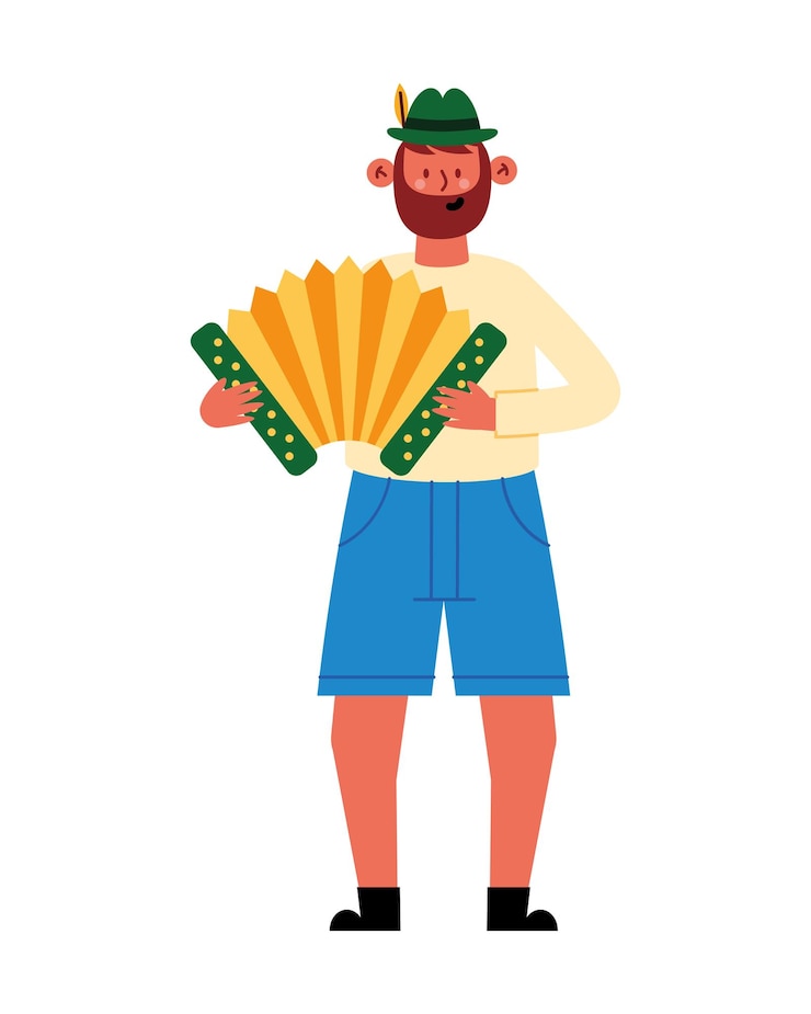 Free Vector germany man with lederhosen and accordion