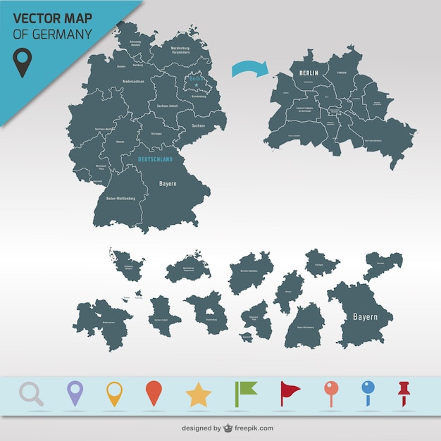 Free vector germany map and map points