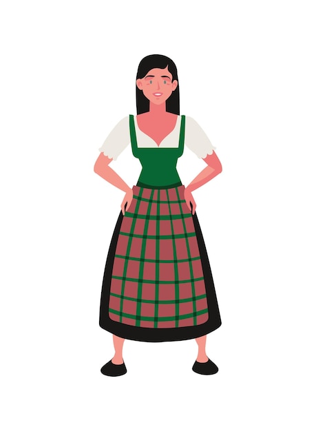 Бесплатное векторное изображение Немецкая женщина в традиционном dirndl