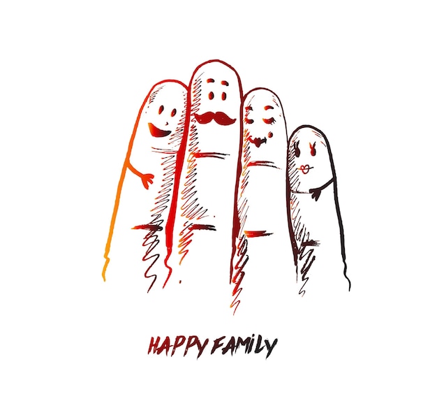 Gesture fingers family people concept hands showing fingers with smiley faces