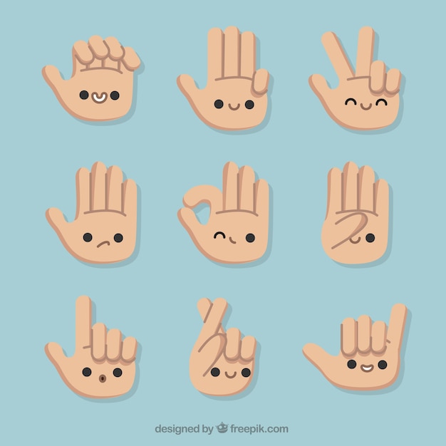 Free vector gestures with hands and nice faces