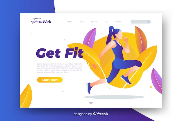 Get fit sport landing page with illustration