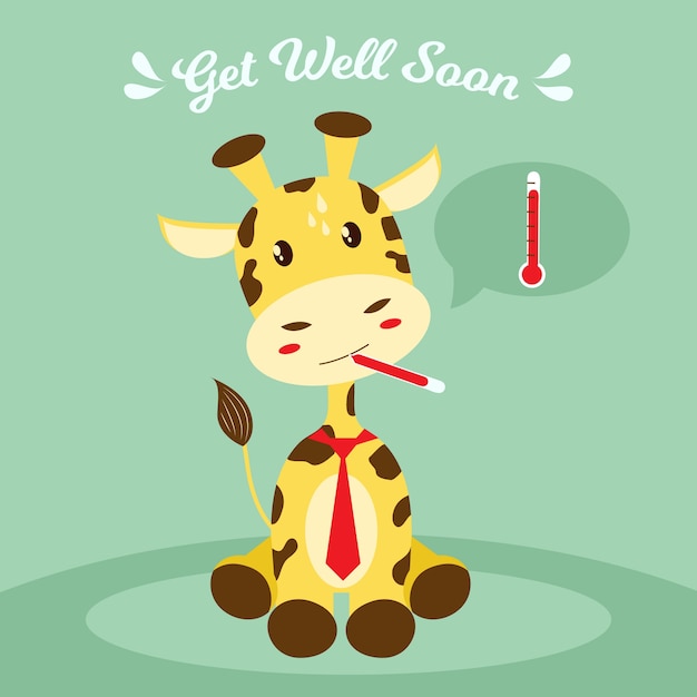 Free vector get well soon concept with animal character