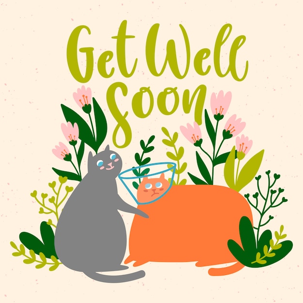 Free vector get well soon concept with character