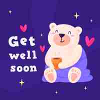 Free vector get well soon cute character illustration