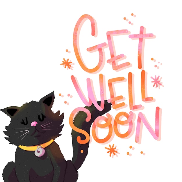 Free vector get well soon message with cat