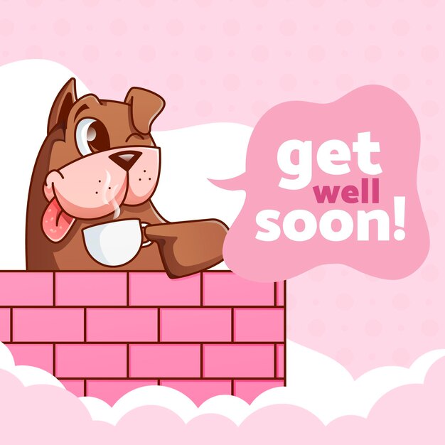 Get well soon message with character theme