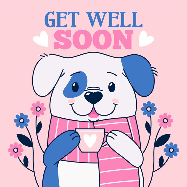 get well soon message with character