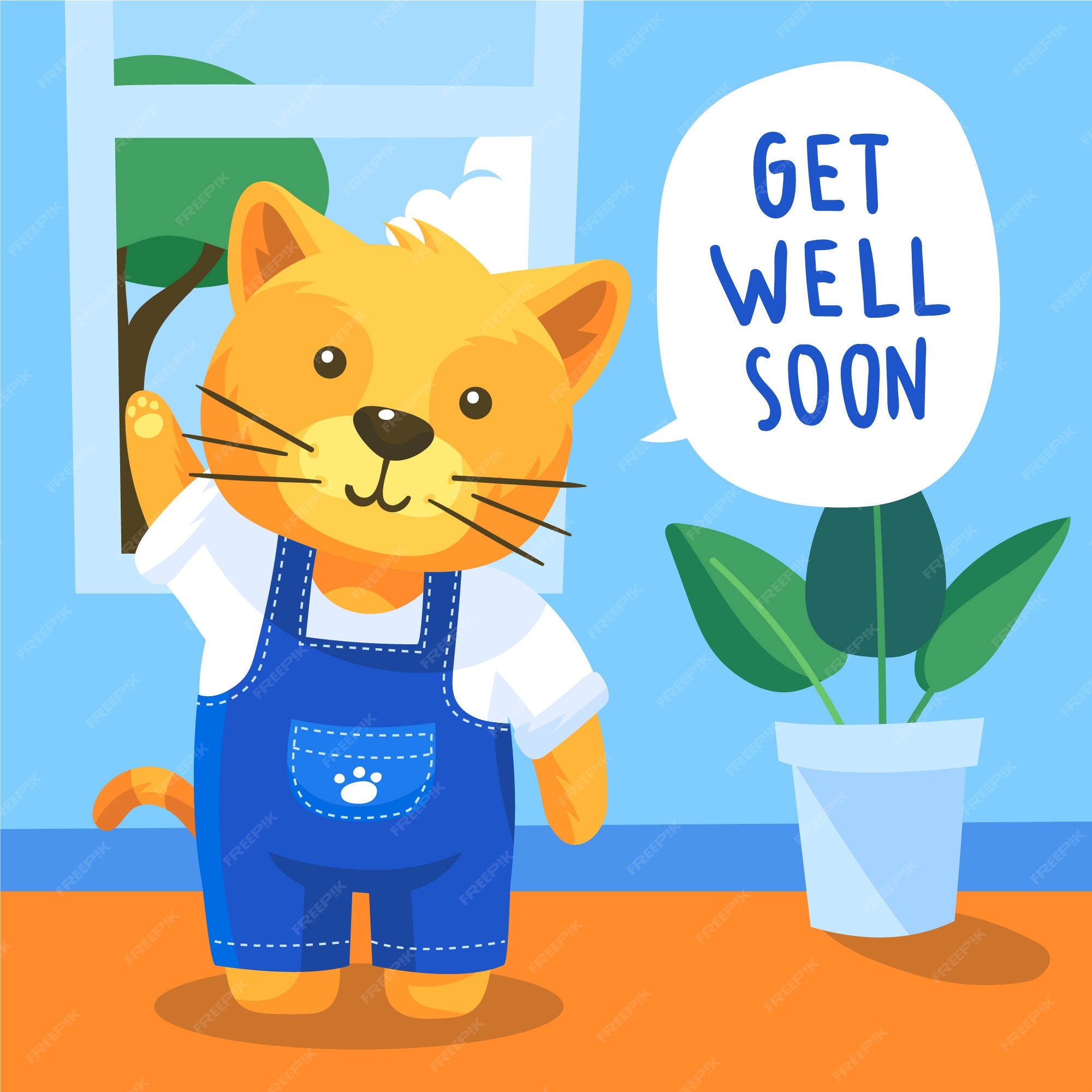 Free Vector | Get well soon message with cute cat Free Vector | Get well soon message with cute cat
