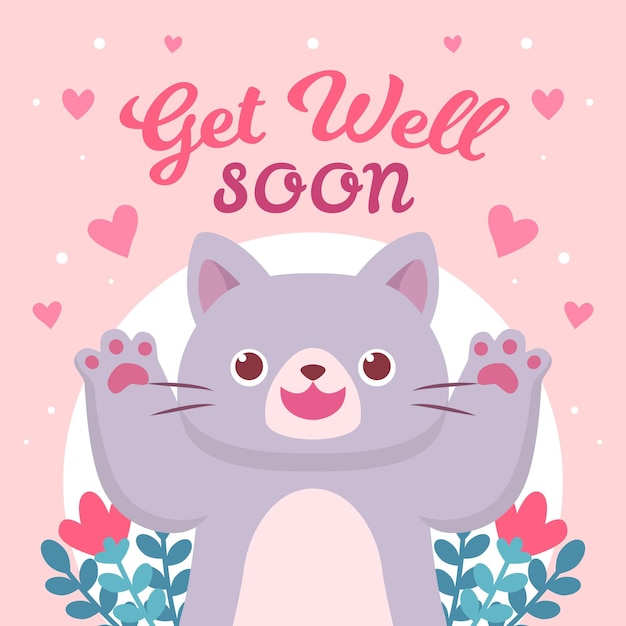 Free vector get well soon message with cute character