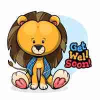 Free vector get well soon message with lion