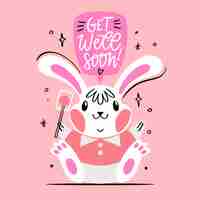 Free vector get well soon message with rabbit