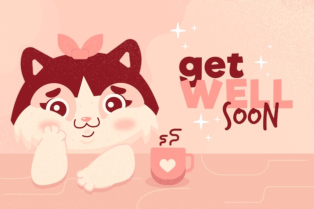 Free vector get well soon quote and cute animal