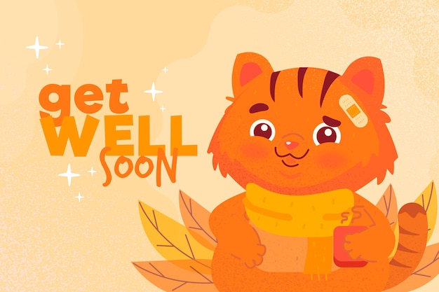 Get well soon quote and cute character