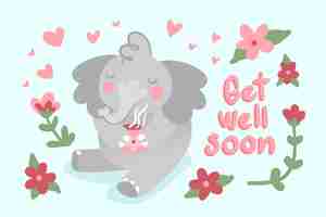 Free vector get well soon quote and elephant