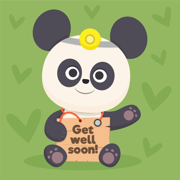 Get well soon quote and panda bear