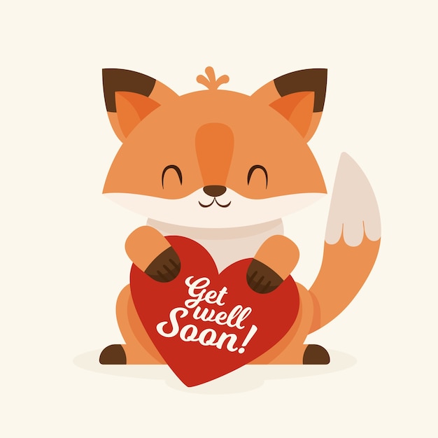 Get well soon quote and smiley fox