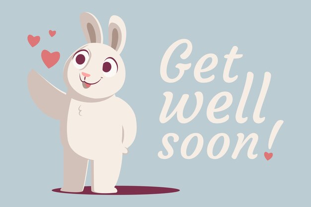 Get well soon quote and standing bunny