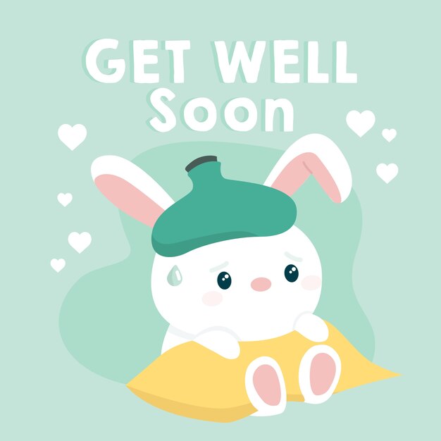 Get well soon and white bunny