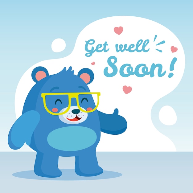 Get well soon with bear giving thumbs up