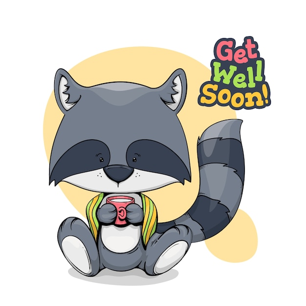 Get well soon with character message concept