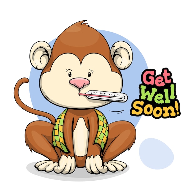 Get well soon with character message theme