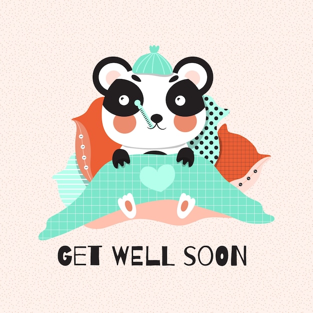 Free vector get well soon with a character