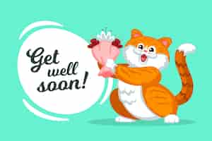 Free vector get well soon with a cute animal