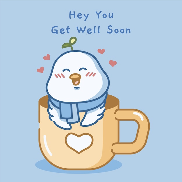 Free Vector  Get well soon with a cute character