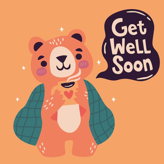 Get well soon with a cute character